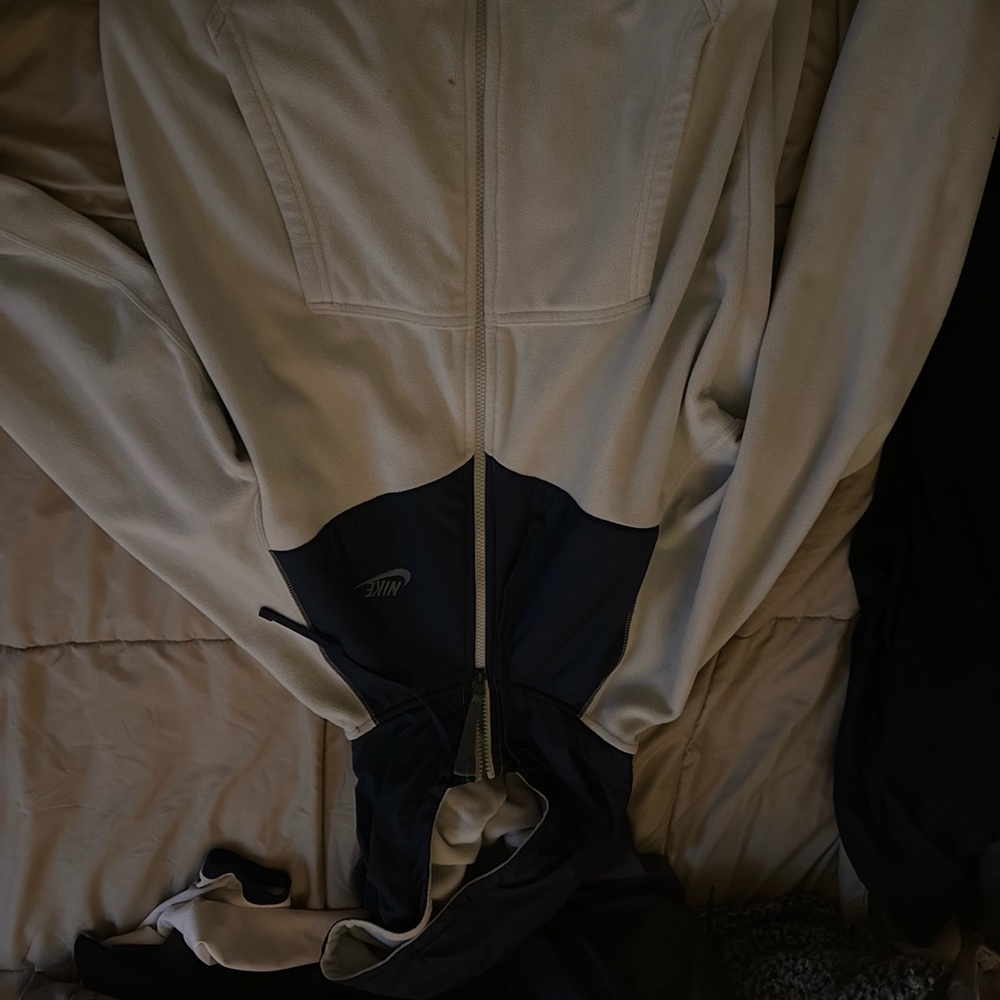Nike Cream and Black Zip-Up Jacket